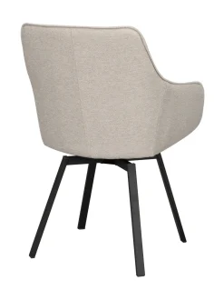 ALISON Karmstol beige tyg/svarta metallben snurr