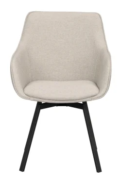 ALISON Karmstol beige tyg/svarta metallben snurr