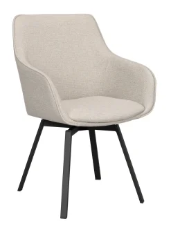 ALISON Karmstol beige tyg/svarta metallben snurr