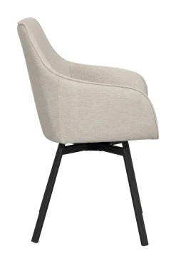 ALISON Karmstol beige tyg/svarta metallben snurr