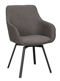 ALISON Karmstol grå microfiber/svarta metben snurr