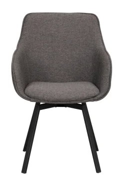 ALISON Karmstol grå microfiber/svarta metben snurr