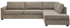 BARRY Hörnsoffa m öppet avslut höger, breda dynor, arm B, tyg Brego 07 light grey