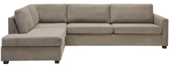 BARRY Hörnsoffa m öppet avslut vänster, breda dynor, arm B, tyg Brego 07 light grey