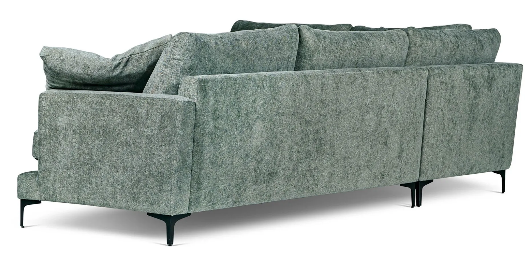 BOOM Hörnsoffa OE m öppet avslut vänster tyg Shaff 1137 olive green, ben 131 svart metall