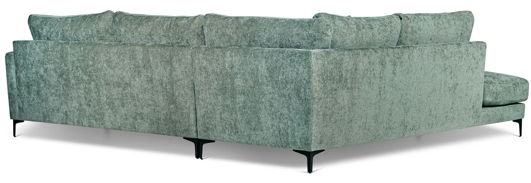 BOOM Hörnsoffa OE m öppet avslut vänster tyg Shaff 1137 olive green, ben 131 svart metall