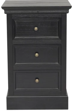 BRISCOE Sängbord 3 lådig Antik svart h70, monterad., lackad furu/mdf