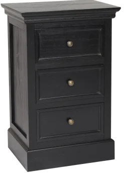 BRISCOE Sängbord 3 lådig Antik svart h70, monterad., lackad furu/mdf