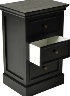 BRISCOE Sängbord 3 lådig Antik svart h70, monterad., lackad furu/mdf