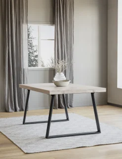 BROOKLYN matbord 220x95 vitpigm ek/U-ben svart met