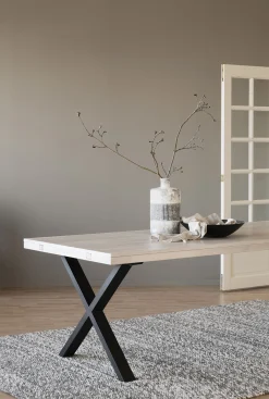 BROOKLYN matbord 220x95 vitpigm ek/X-ben svart met