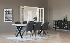 BROOKLYN matbord 220x95 vitpigm ek/X-ben svart met