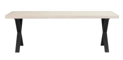 BROOKLYN matbord 220x95 vitpigm ek/X-ben svart met