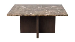 BROOKSVILLE soffbord kvadrat 90x90 brun marmor/brun ek