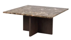 BROOKSVILLE soffbord kvadrat 90x90 brun marmor/brun ek