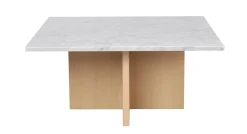 BROOKSVILLE soffbord kvadrat 90x90 vit marmor/vitpigment ek