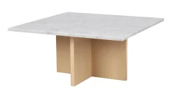 BROOKSVILLE soffbord kvadrat 90x90 vit marmor/vitpigment ek