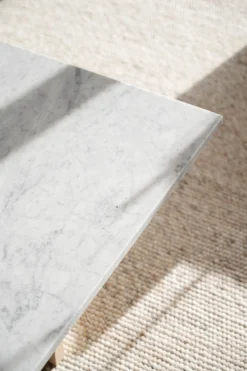 BROOKSVILLE soffbord kvadrat 90x90 vit marmor/vitpigment ek