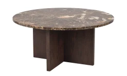 BROOKSVILLE soffbord runt Ø90 brun marmor/brun ek