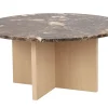 BROOKSVILLE soffbord runt Ø90 brun marmor/vitpigment ek