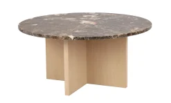 BROOKSVILLE soffbord runt Ø90 brun marmor/vitpigment ek