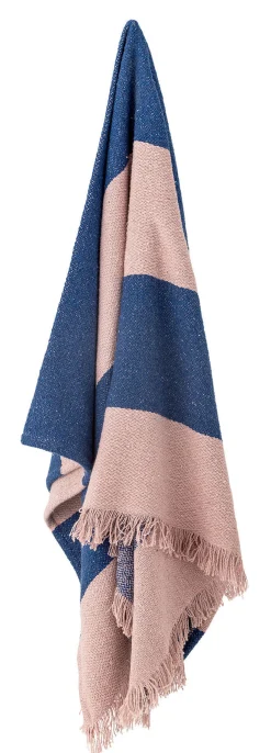 CADEO Pläd, Blå, Återvunnen bomull, L160xB130 cm
