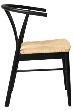 CHIVAS Matstol i svart lackerad ek, natur flätad sits, sitthöjd:45/sittdjup:42/sittbredd 45 cm
