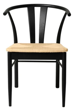 CHIVAS Matstol i svart lackerad ek, natur flätad sits, sitthöjd:45/sittdjup:42/sittbredd 45 cm