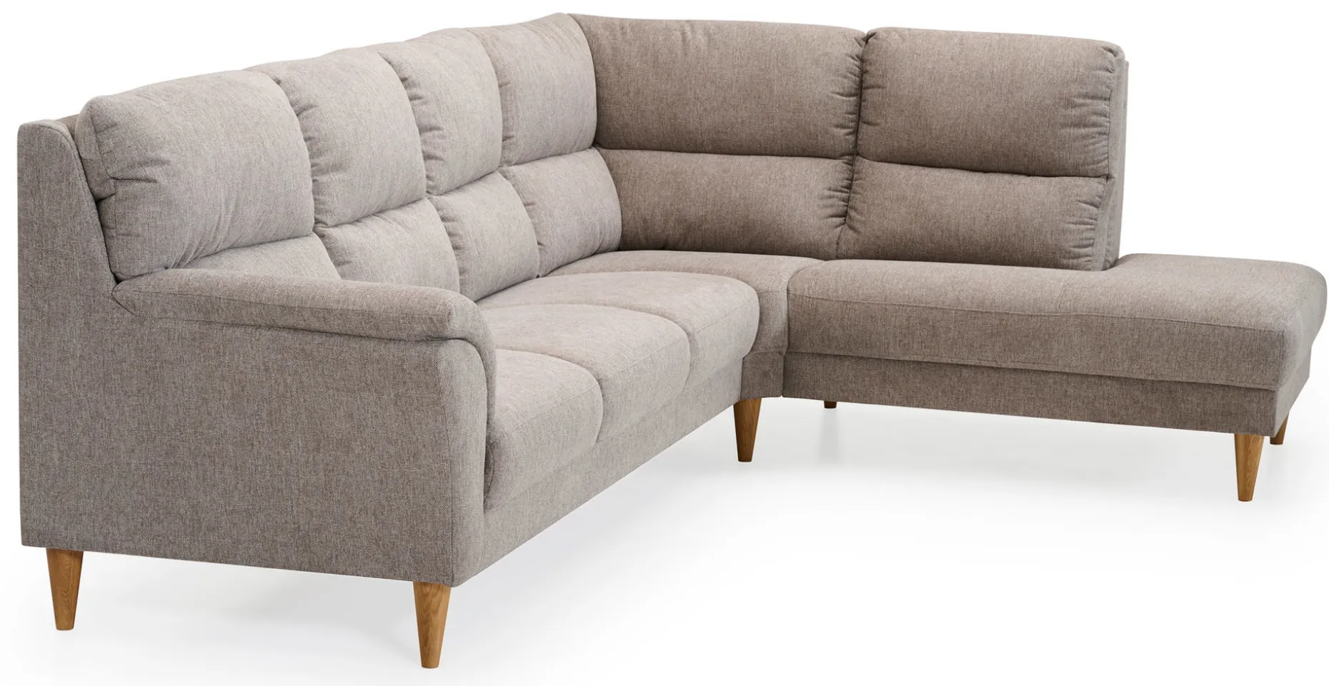 CLEVELAND hörnsoffa m öppet avsl hö tyg Brego 3591 light brown, oljade ekben