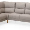CLEVELAND hörnsoffa m öppet avsl vä tyg Brego 3591 light brown, oljade ekben