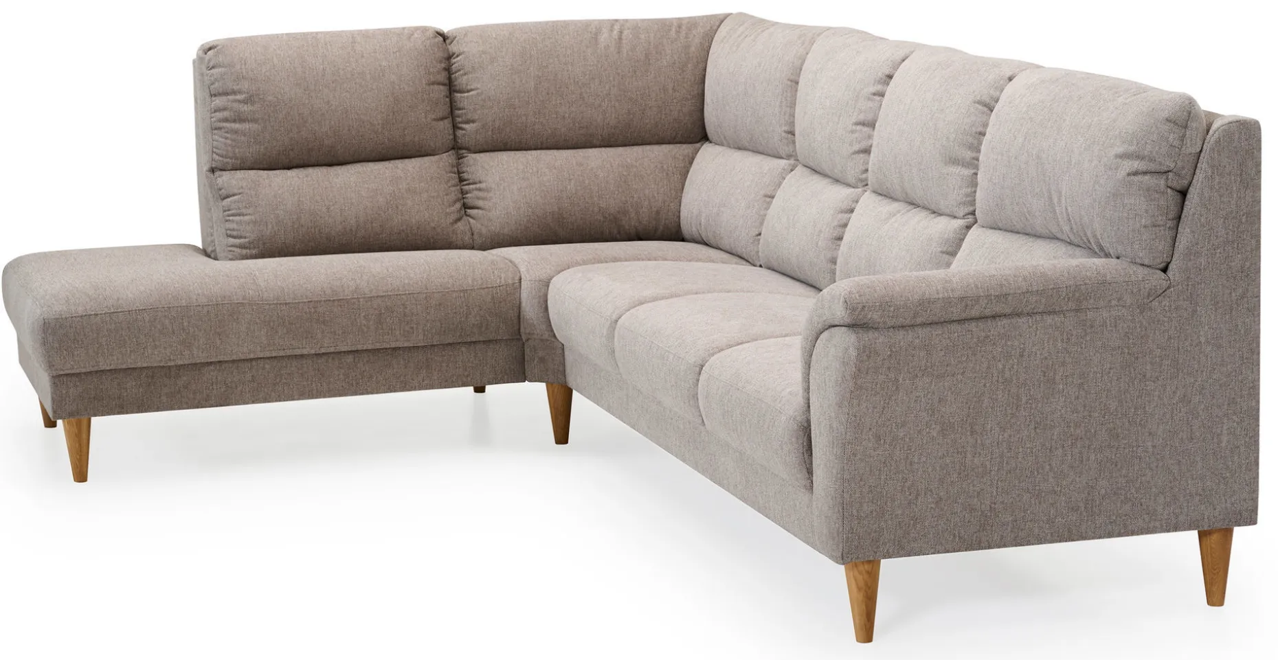 CLEVELAND hörnsoffa m öppet avsl vä tyg Brego 3591 light brown, oljade ekben