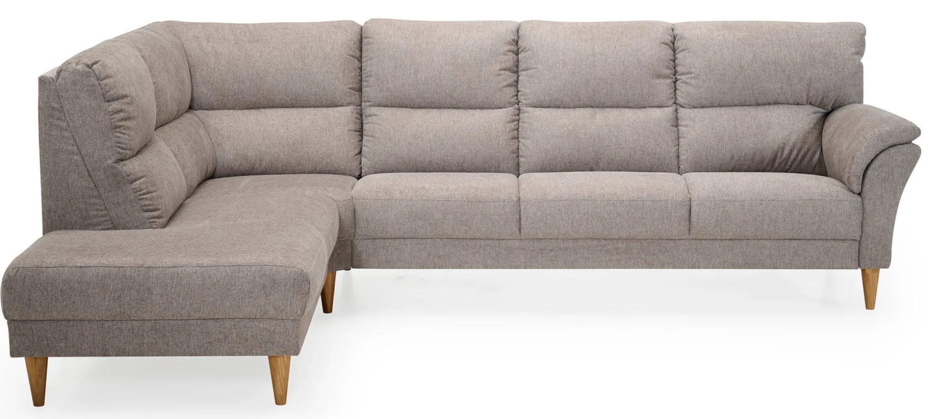 CLEVELAND hörnsoffa m öppet avsl vä tyg Brego 3591 light brown, oljade ekben