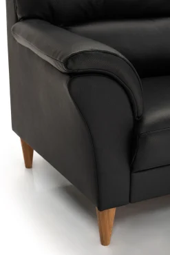 CLEVELAND 3-sits soffa läder Soleda/skai svart, ekben