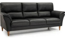 CLEVELAND 3-sits soffa läder Soleda/skai svart, ekben