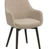 DENLEY Karmstol ljusbeige tyg/bruna ekben