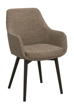 DENLEY Karmstol mörkbeige tyg/bruna ekben