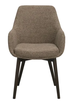 DENLEY Karmstol mörkbeige tyg/bruna ekben