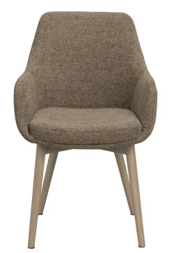 DENLEY Karmstol mörkbeige tyg/vitpigmenterade ekben