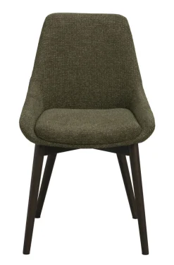 DENLEY Stol grönt tyg/bruna ekben