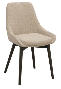 DENLEY Stol ljusbeige tyg/bruna ekben