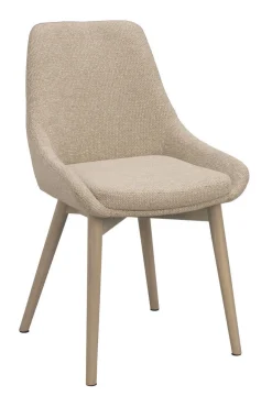 DENLEY Stol ljusbeige tyg/vitpigmenterade ekben