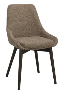 DENLEY Stol mörkbeige tyg/bruna ekben