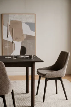 DENLEY Stol mörkbeige tyg/bruna ekben