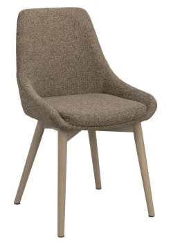 DENLEY Stol mörkbeige tyg/vitpigmenterade ekben