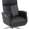 DENTON Reclinerfåtölj el LARGE läder Soleda/spalt 441 black, fot Polaris A6 krom