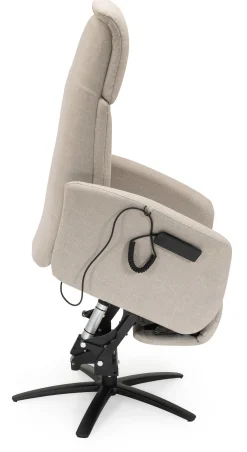 DENTON Reclinerfåtölj LiftUp LARGE tyg Bjorn 9950 beige, fot Sirius D6 svart