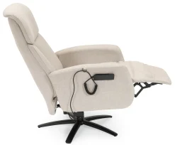 DENTON Reclinerfåtölj LiftUp LARGE tyg Bjorn 9950 beige, fot Sirius D6 svart