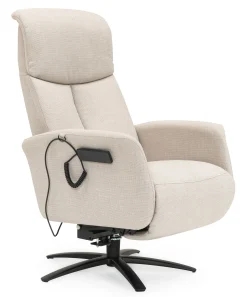 DENTON Reclinerfåtölj LiftUp LARGE tyg Bjorn 9950 beige, fot Sirius D6 svart