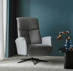 DENTON Reclinerfåtölj manuell MEDIUM tyg Montana 2927 grey, fot Polaris A7 svart