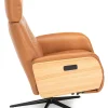 DESOTO Reclinerfåtölj el LARGE läder Semi 376 cognac, oljad ek, fot Polaris A7 svart, svart panel